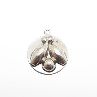 BEAU 925 Sterling Silver Vintage Bowling Minimalist Charm Pendant