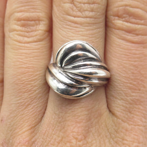 925 Sterling Silver Vintage Modernist Ribbed Oxidized Ring Size 7.5