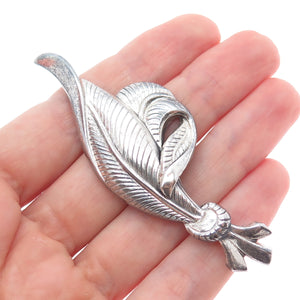 DANECRAFT 925 Sterling Silver Vintage Modernist Feather Oxidized Pin Brooch