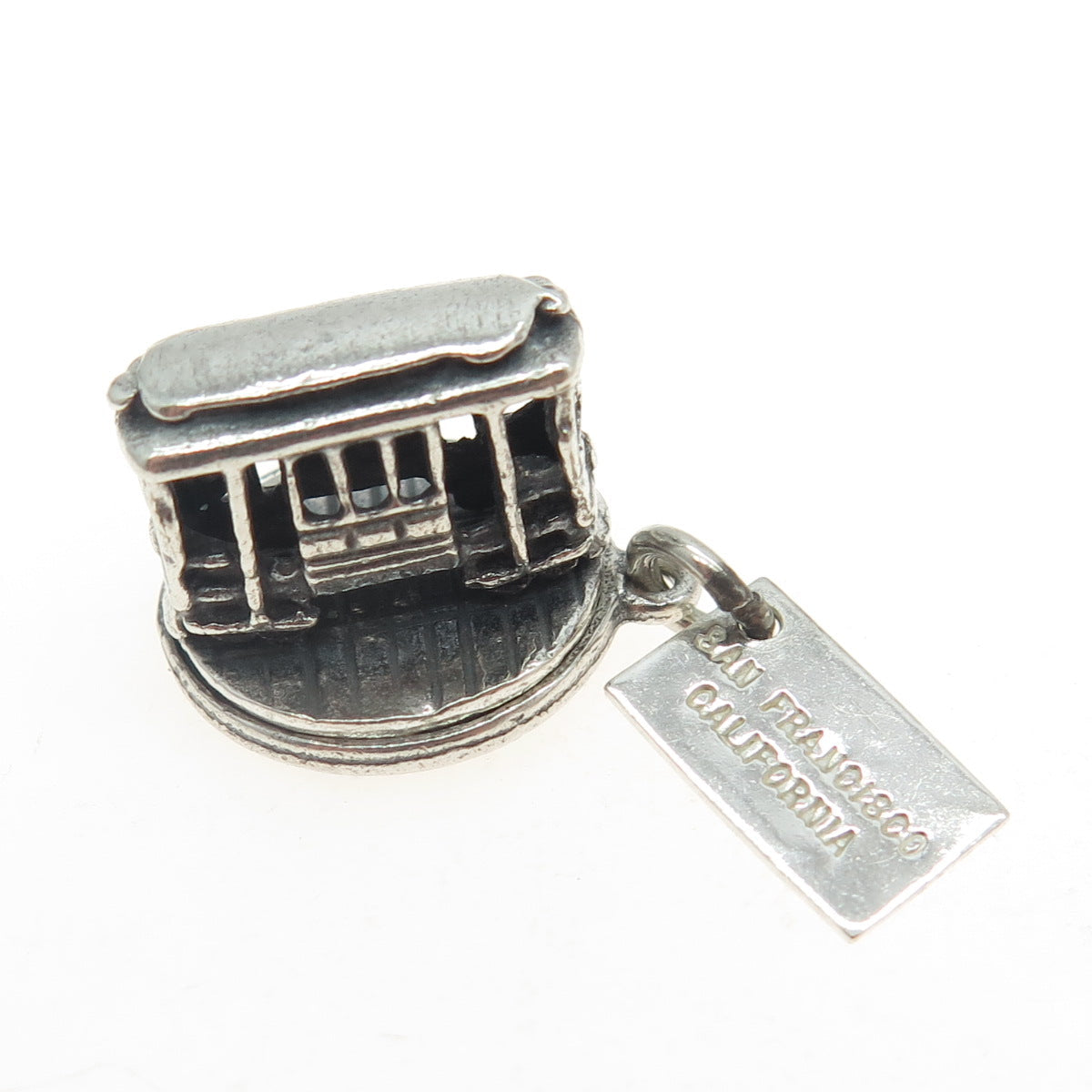 BELL TRADING 925 Sterling Silver Vintage SF Cable Car Minimalist Charm Pendant