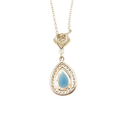 925 Sterling Silver Gold Plated Blue & White C Z Cable Chain Necklace 18"