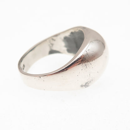 925 Sterling Silver Vintage Modernist Yin Yang Dome Oxidized Ring Size 7.75