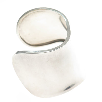 Beth Rollin Sterling Silver Vintage Modernist Wide Adjustable Cuff Bracelet 7"