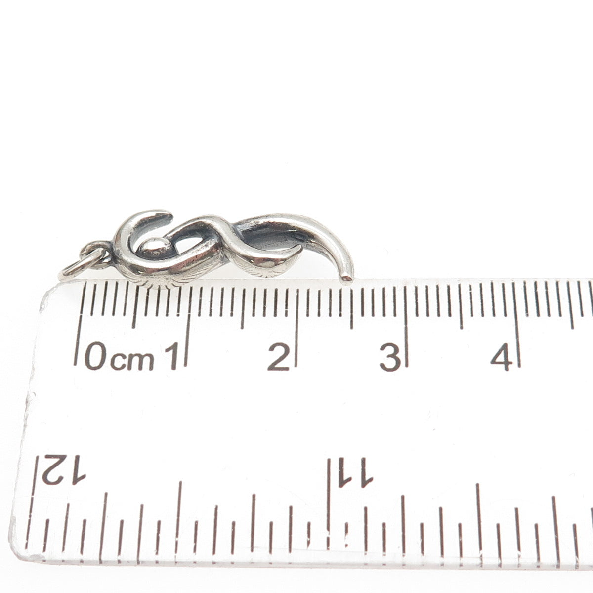 925 Sterling Silver Vintage Modernist Infinity Human Oxidized Charm Pendant