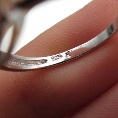 925 Sterling Silver Real Round-Cut Diamond Fleur de Lis Ring Size 8