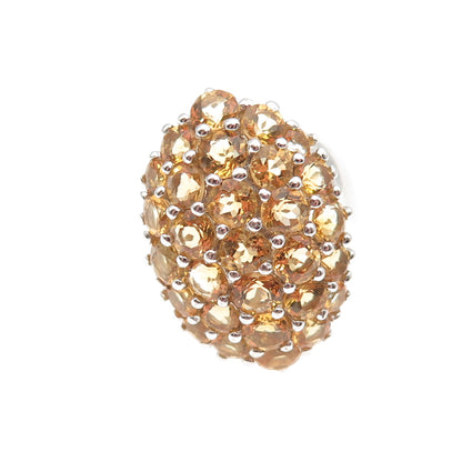 925 Sterling Silver Real Round-Cut Citrine Ring Size 6.5