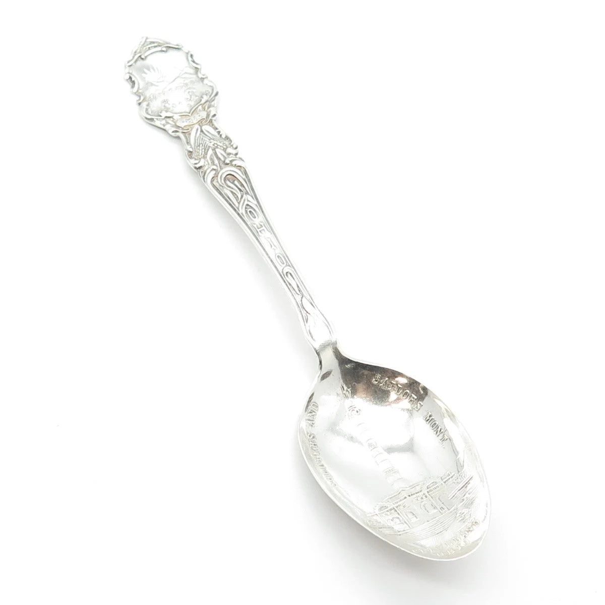 925 Sterling Silver Antique Soldiers' & Cleveland Mon't Ohio States Cities Spoon