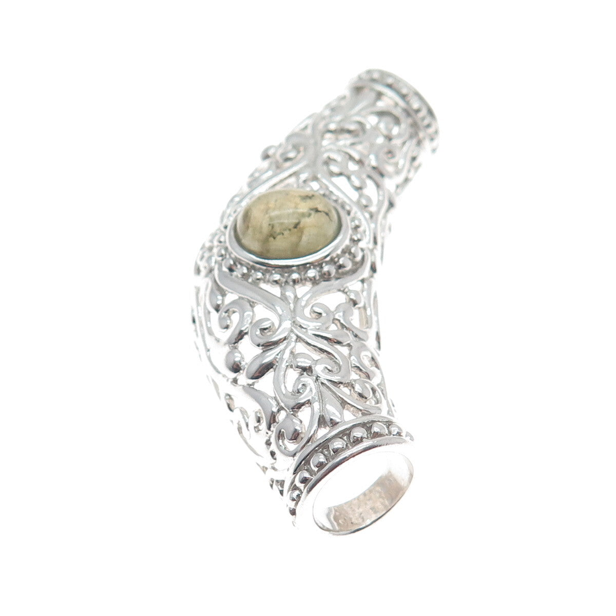 CHAPAL ZENRAY Sterling Silver Vintage Real Labradorite Centerpiece Slide Pendant