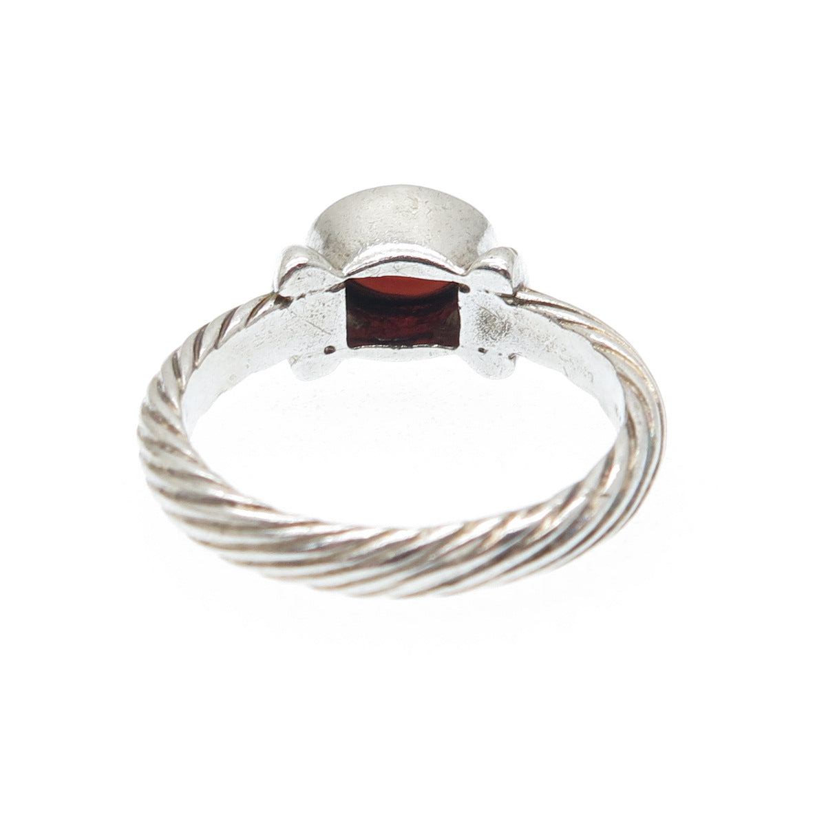 925 Sterling Silver Vintage Real Tourmaline Gem Twisted Oxidized Ring Size 8.75