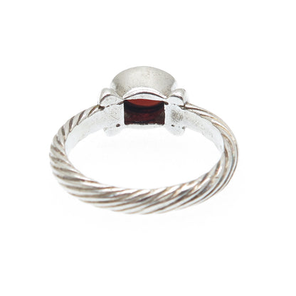 925 Sterling Silver Vintage Real Tourmaline Gem Twisted Oxidized Ring Size 8.75