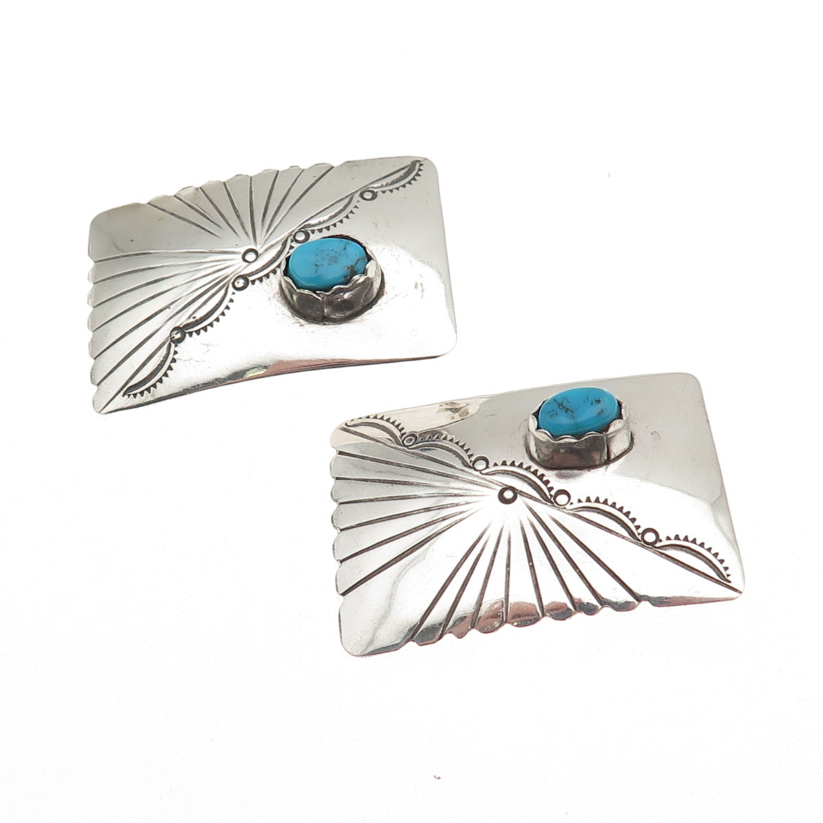 Old Pawn 925 Sterling Silver Vintage Southwestern Turquoise Snake Eye Earrings