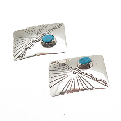 Old Pawn 925 Sterling Silver Vintage Southwestern Turquoise Snake Eye Earrings