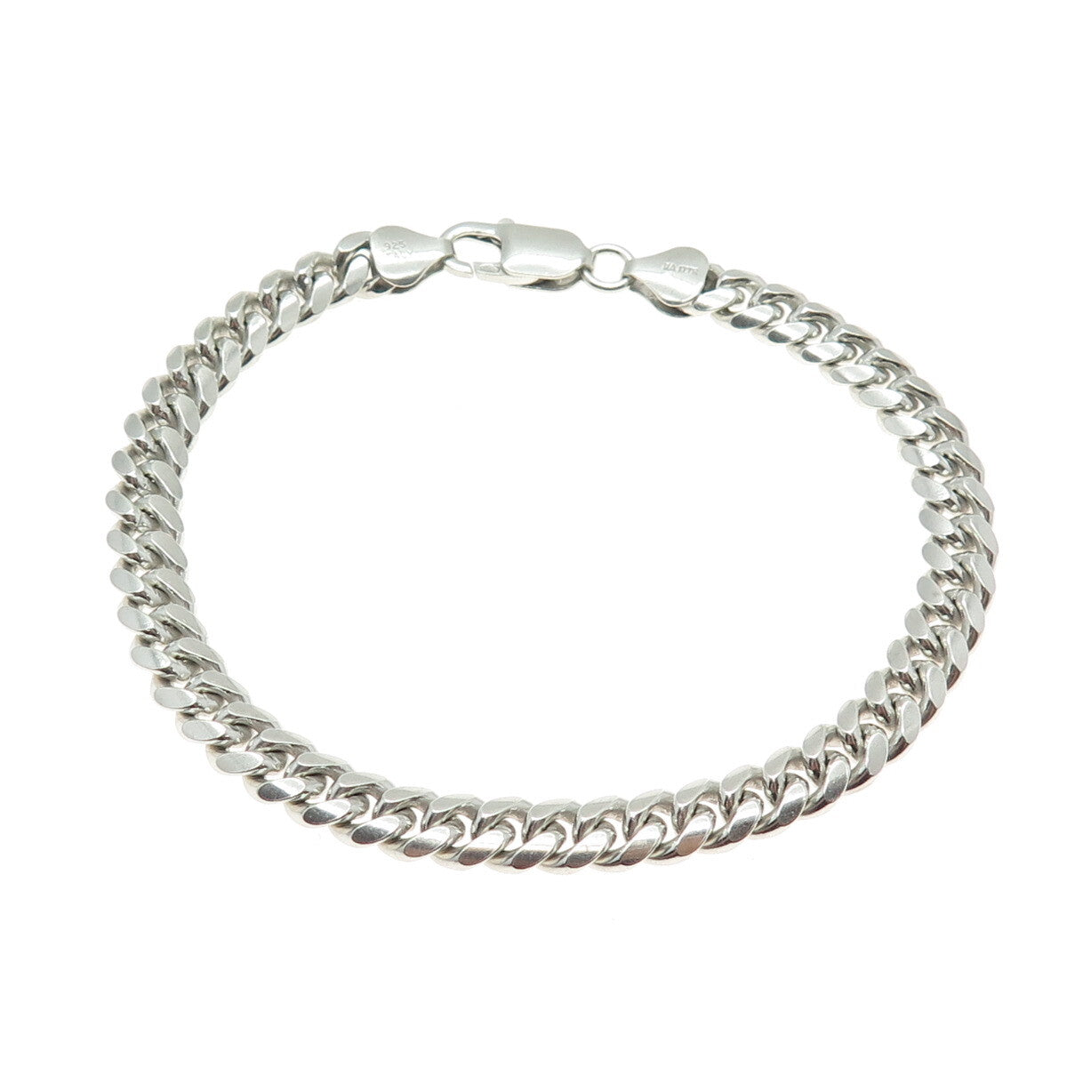 KARIZIA SPA KA-1772 925 Sterling Silver Vintage Italy Cuban Link Bracelet 8.5"