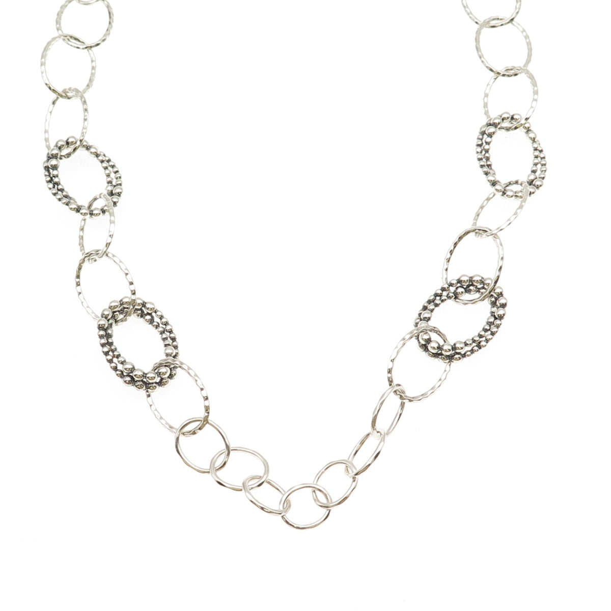 Michael Dawkins 925 Sterling Silver Beaded Multi-Circle Chain Necklace 18"