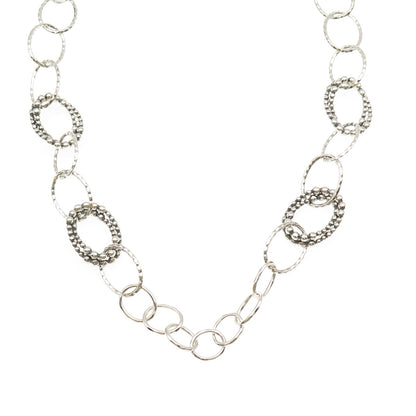 Michael Dawkins 925 Sterling Silver Beaded Multi-Circle Chain Necklace 18"