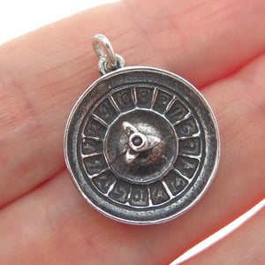 BELL TRADING POST Sterling Silver Vintage Roulette Wheel Oxidized Charm Pendant