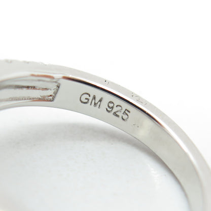 925 Sterling Silver Round & Heart-Cut C Z Promise Ring Size 5