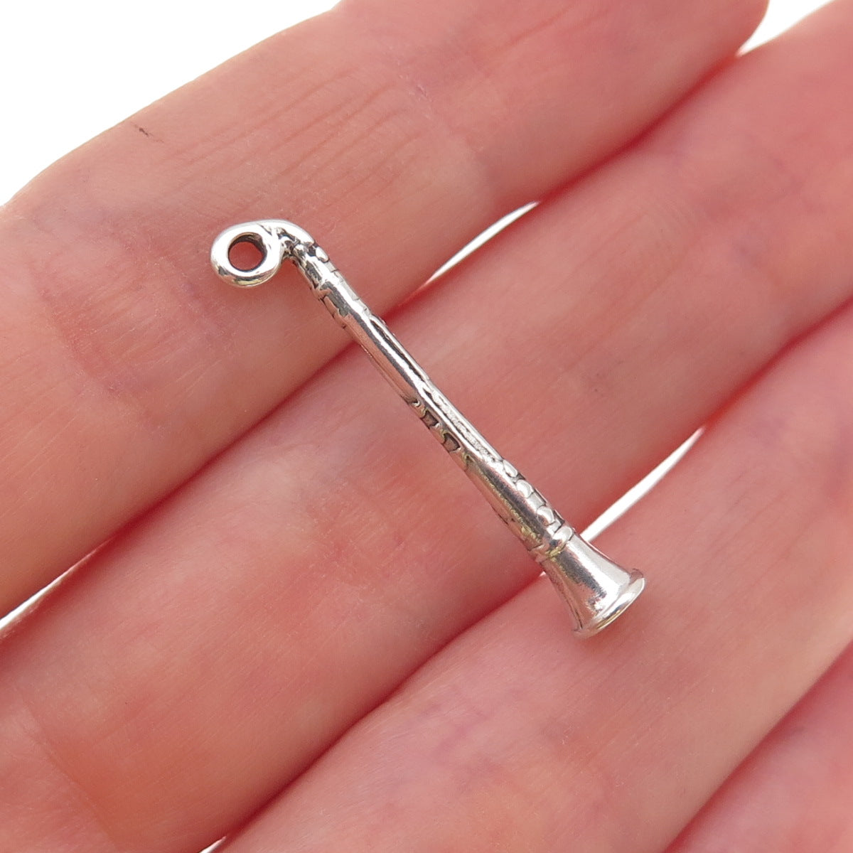 Sunwest 925 Sterling Silver Vintage Clarinet Oxidized 3D Charm Pendant
