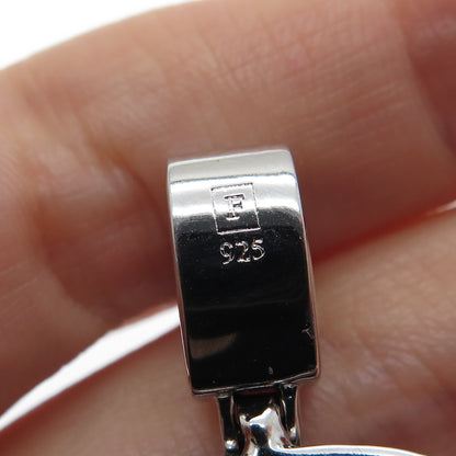 925 Sterling Silver Real Round-Cut Black Spinel Letter I Initial Tag Pendant