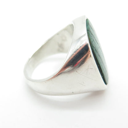 925 Sterling Silver Vintage Real Malachite Gemstone Ring Size 5