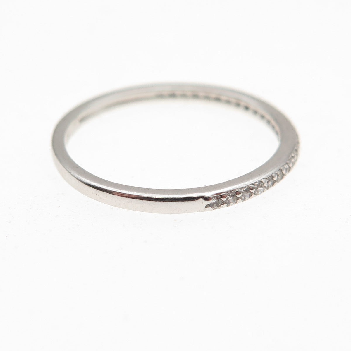 925 Sterling Silver Round-Cut C Z Half Eternity Stackable Band Ring Size 6