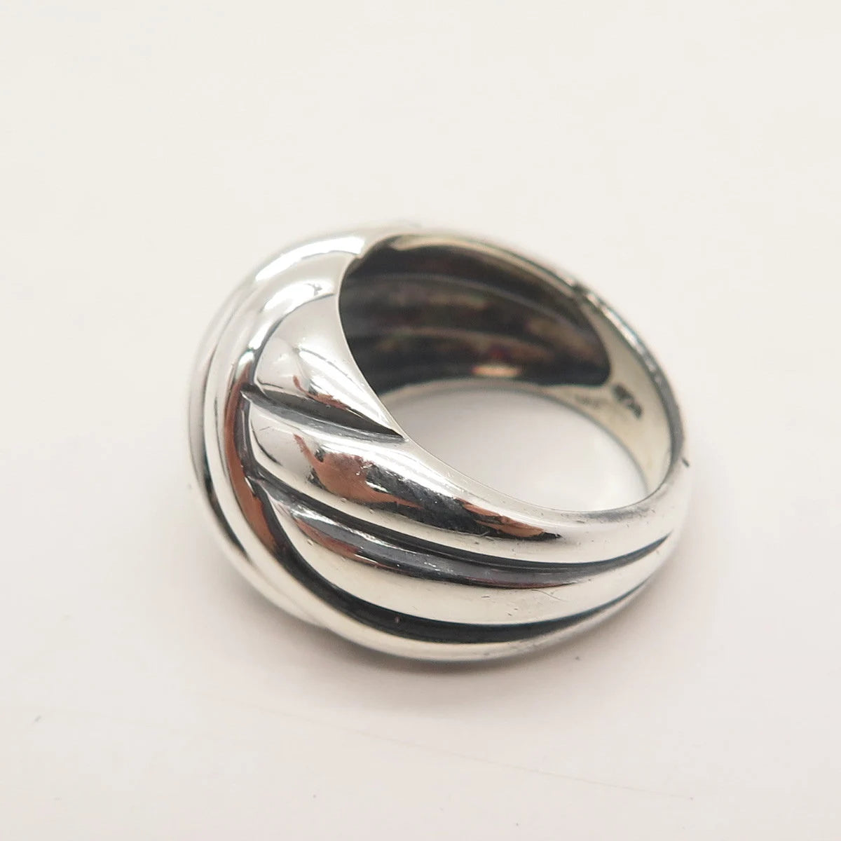 925 Sterling Silver Vintage Ribbed Knot Ring Size 6.75