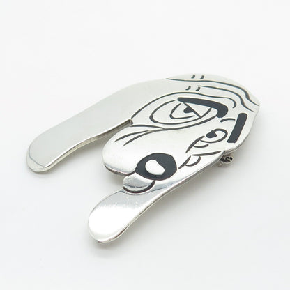 925 Sterling Silver Vintage Mexico Enamel Dog Pin Brooch