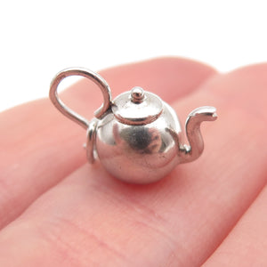 925 Sterling Silver Antique Art Deco Teapot 3D Mini Charm Pendant
