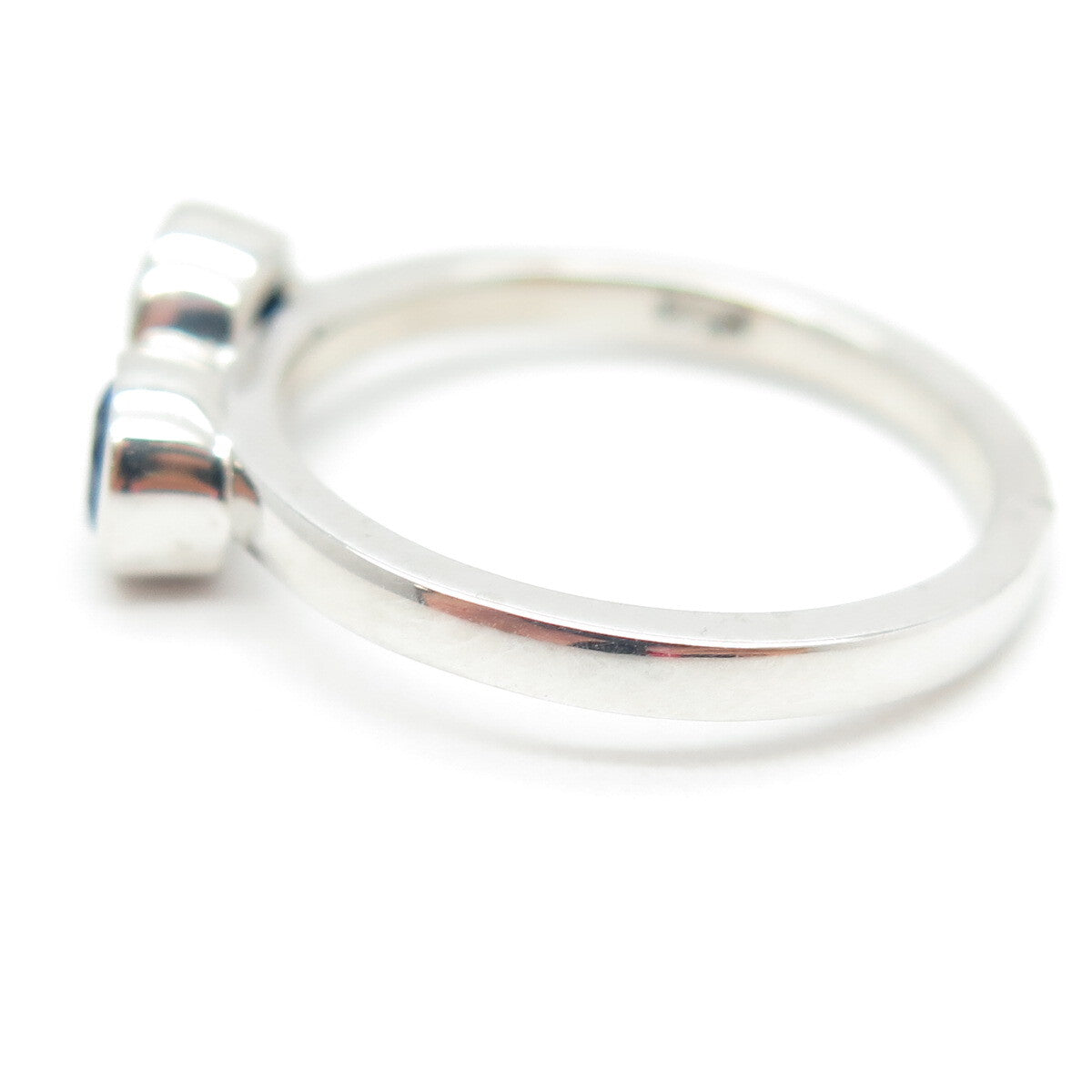 925 Sterling Silver Round-Cut Lab-Created Blue Sapphire Ring Size 5