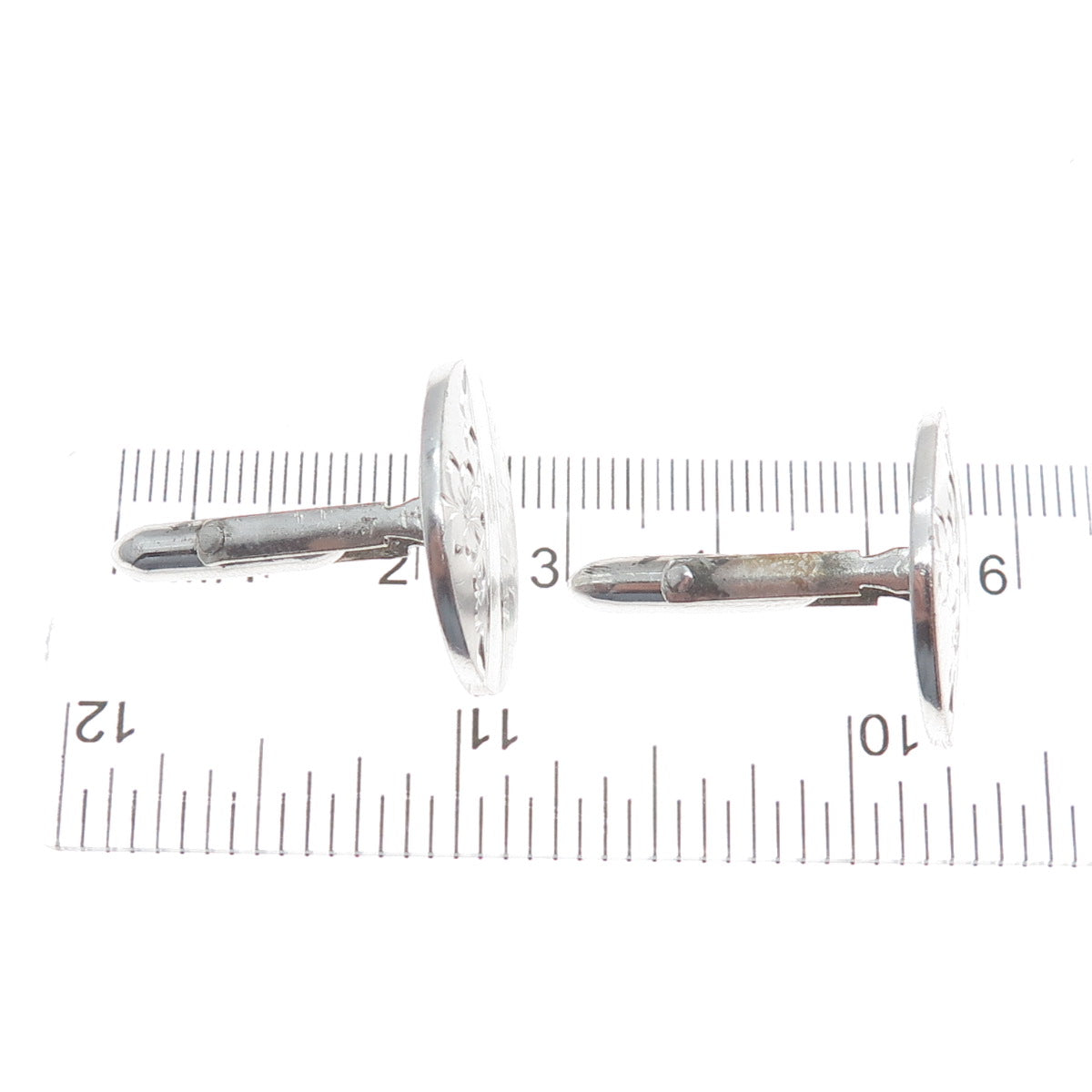 925 Sterling Silver Antique Art Deco Engraved Floral Cufflinks