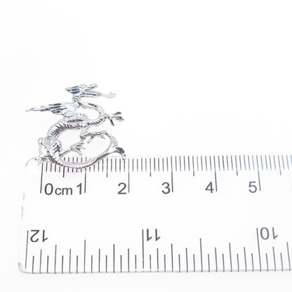 925 Sterling Silver Vintage Royal Dragon Slide Charm Pendant