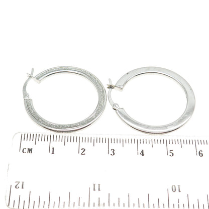 925 Sterling Silver Diamond-Illusion Hoop Earrings