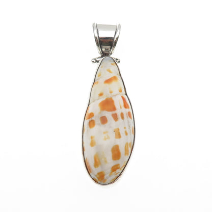 925 Sterling Silver Vintage Seashell Modernist Large Pendant