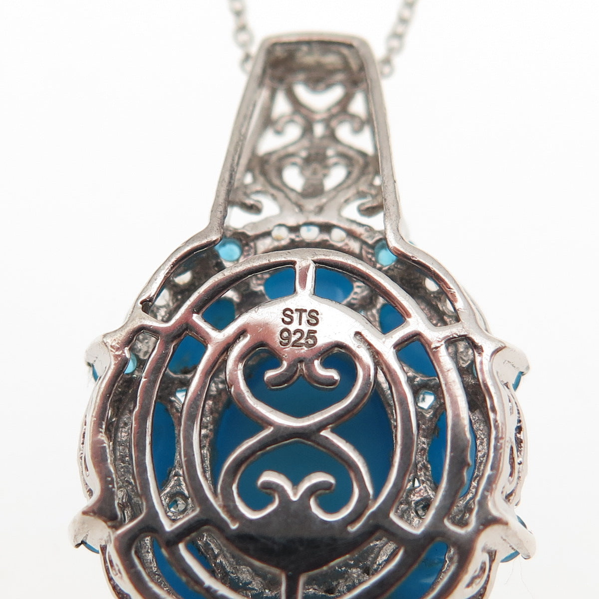 Chuck Clemency 925 Sterling Silver Real Turquoise & Apatite Chain Necklace 20"