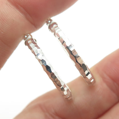 JOM JUST ONE MORE 925 Sterling Silver Diamond-Cut Hoop Earrings