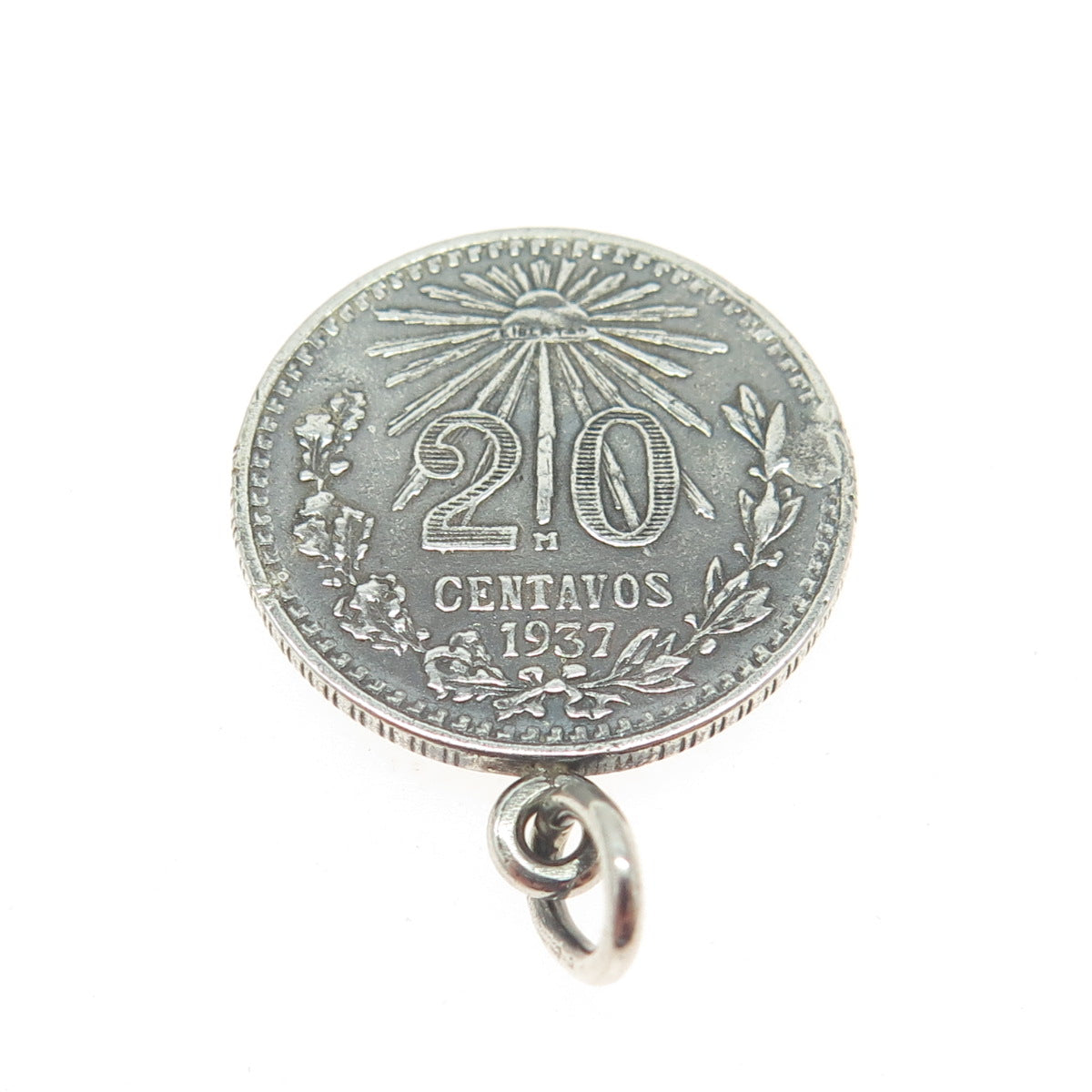 925 Sterling Antique 1937 20 Centavos Estados Unidos Mexicanos Coin Pendant