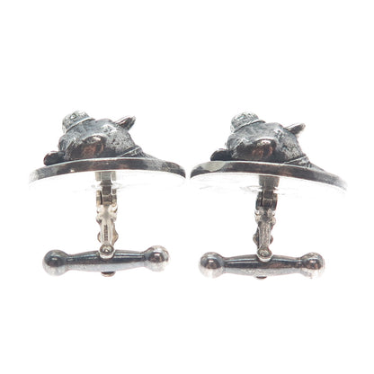 CINI 925 Sterling Silver Antique Bull's Head Oxidized Cufflinks