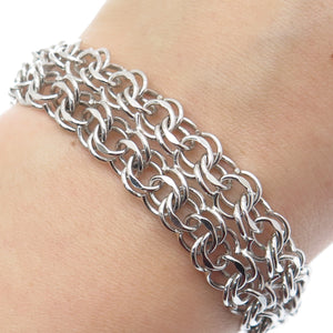 JB JACOBY BENDER 925 Sterling Silver Vintage Double Bismark Link Bracelet 6.75"