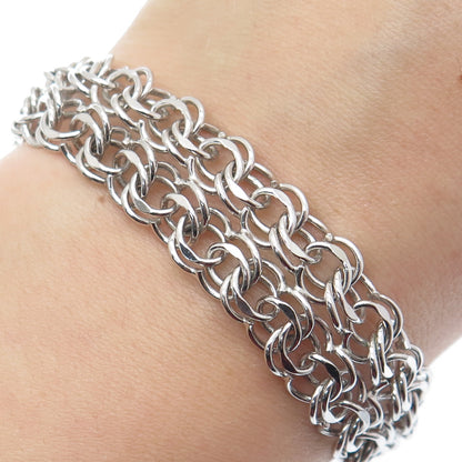 JB JACOBY BENDER 925 Sterling Silver Vintage Double Bismark Link Bracelet 6.75"