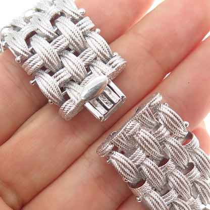 DASAN INC 925 Sterling Silver Vintage Italy Modernist Woven Link Bracelet 8"