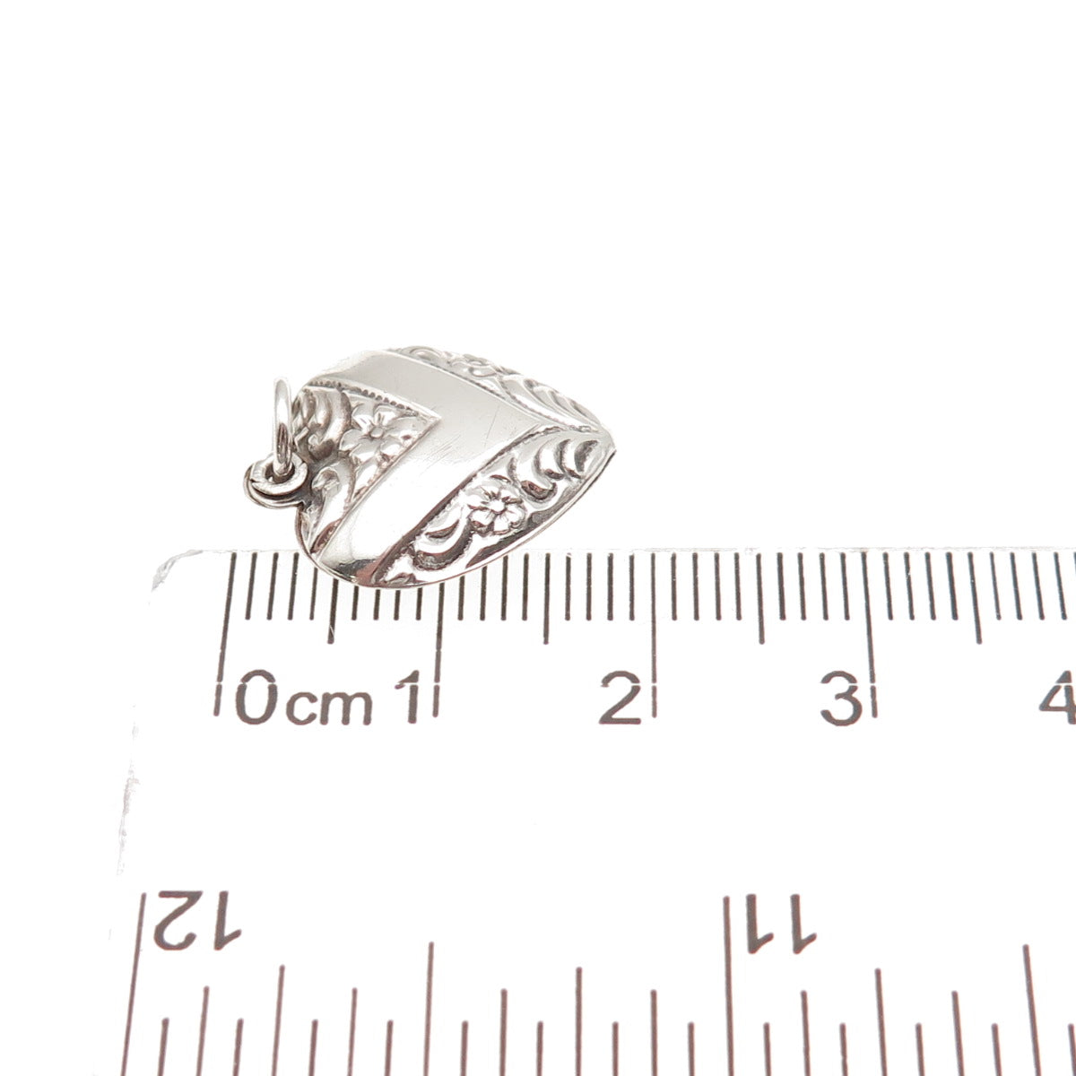 925 Sterling Silver Antique Art Deco V-Shape Chatelaine Heart Mini Charm Pendant