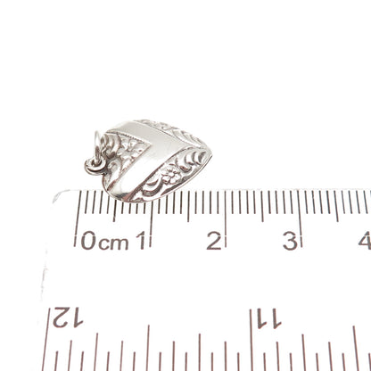 925 Sterling Silver Antique Art Deco V-Shape Chatelaine Heart Mini Charm Pendant
