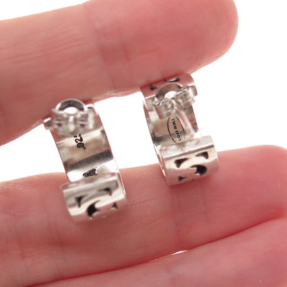 Lois Hill 925 Sterling Silver Vintage Signature Scroll Hoop Earrings