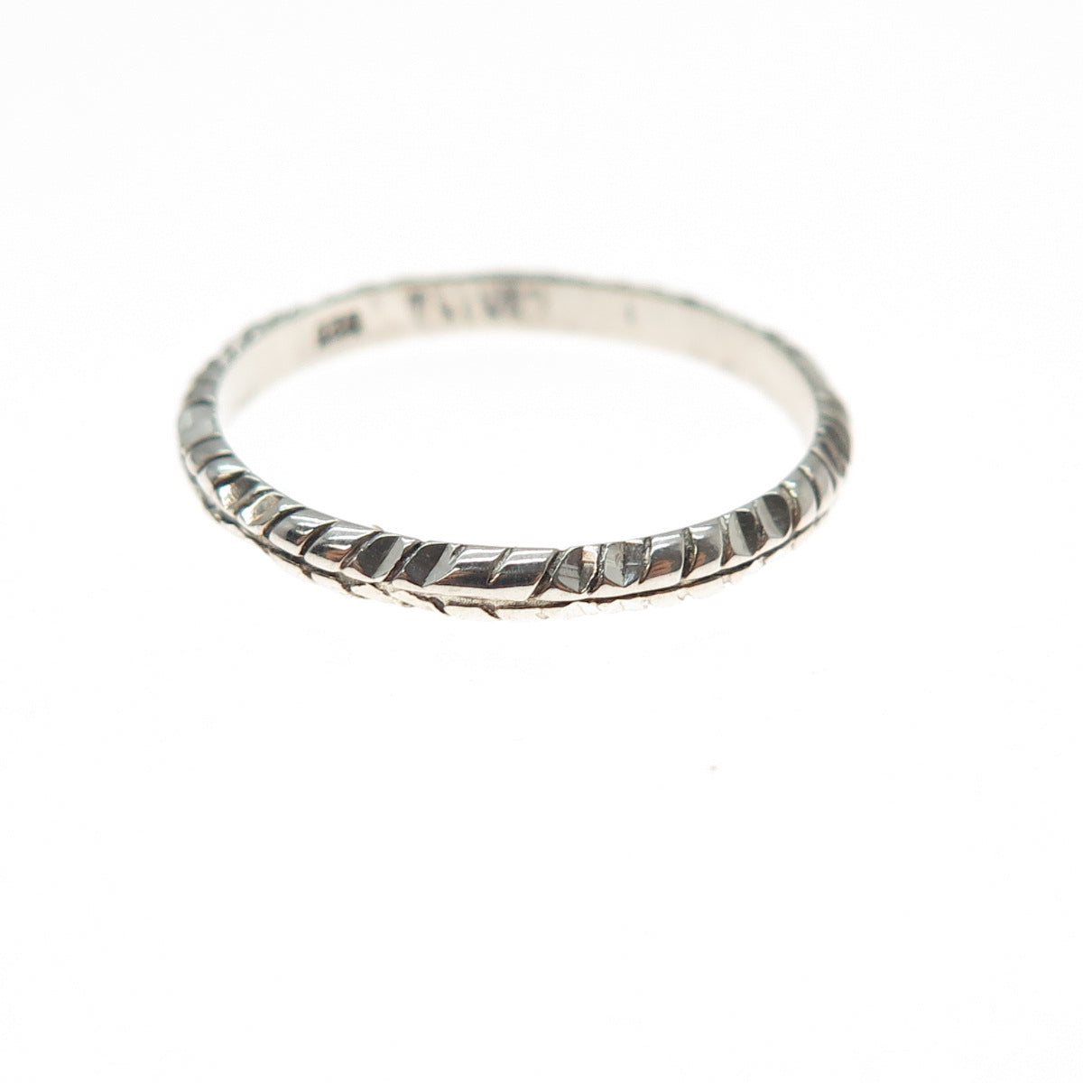 NEVADA 925 Sterling Silver Vintage Wheat Stackable Band Ring Size 7.25