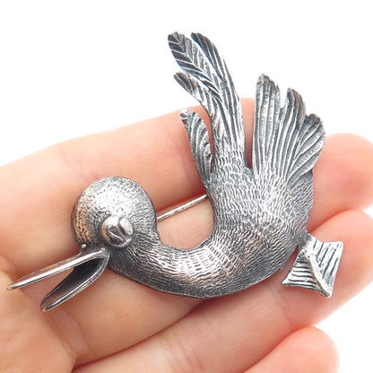 BROOKRAFT 925 Sterling Silver Vintage Duck Oxidized Pin Brooch