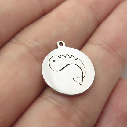 925 Sterling Silver USA Two In Town Whale Charm Pendant