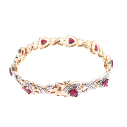 ROSS SIMONS 925 Sterling Gold Plated Lab-Created Ruby Infinity Link Bracelet 8"