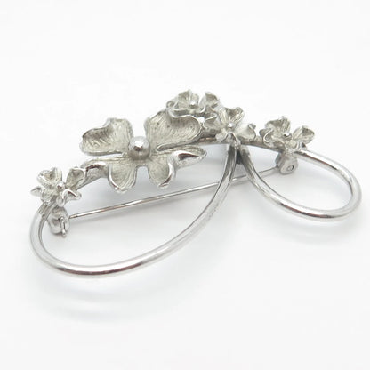 925 Sterling Silver Vintage Beau Floral Pin Brooch