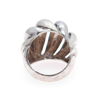 925 Sterling Silver Vintage Modernist Wavy Dome Oxidized Ring Size 7
