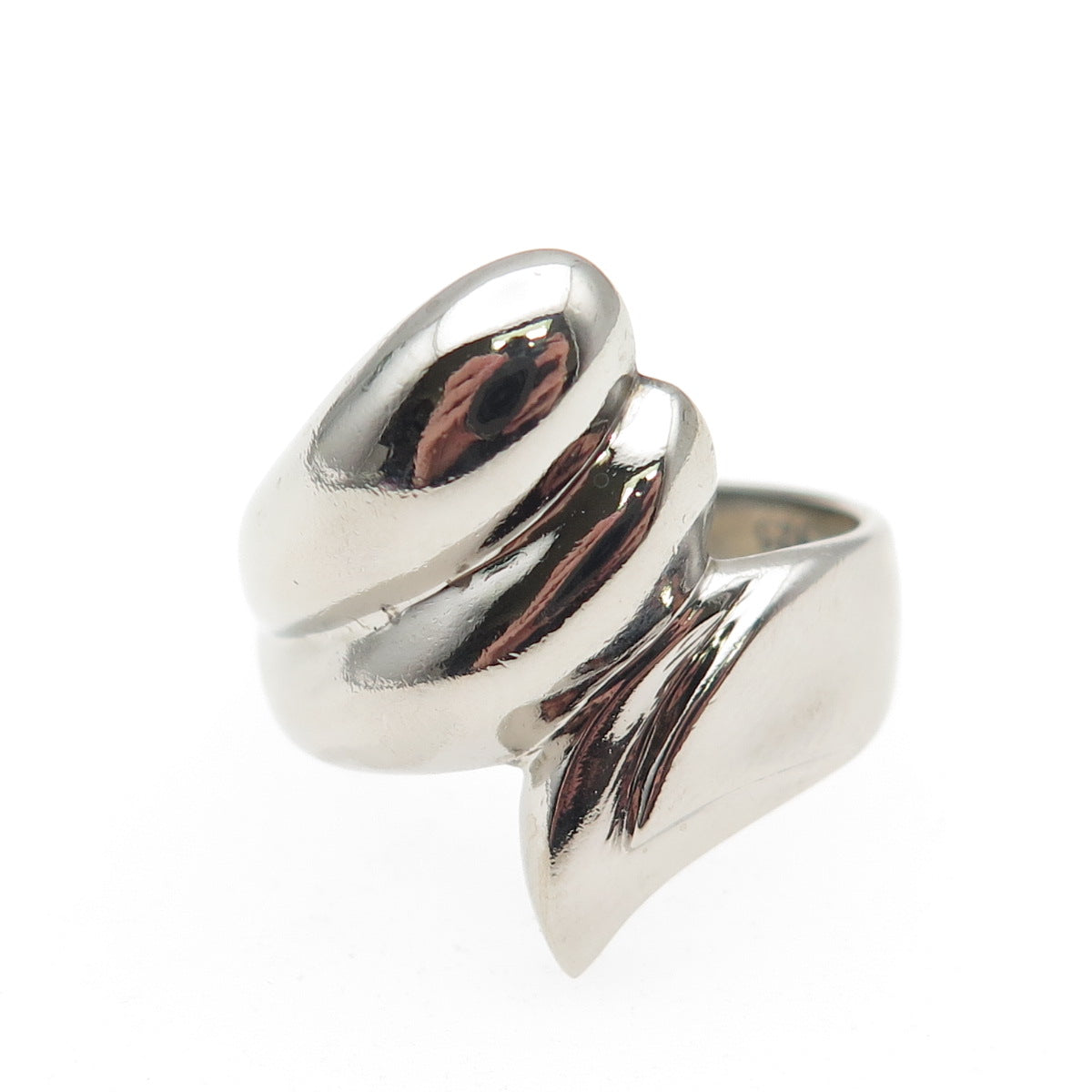 KEN CRAFTS 925 Sterling Silver Vintage Modernist Bypass Oxidized Ring Size 8